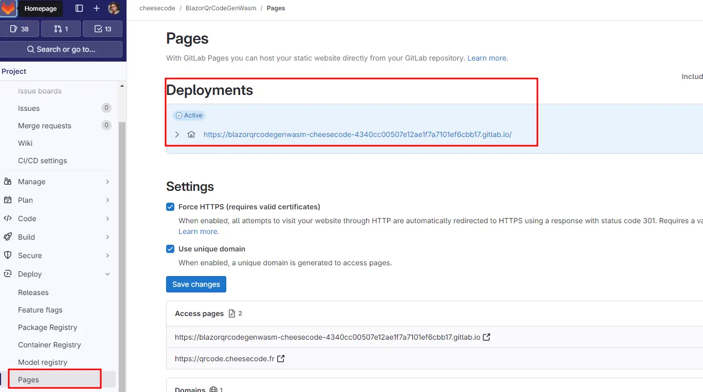 Blazor Wasm sur GitLab Page